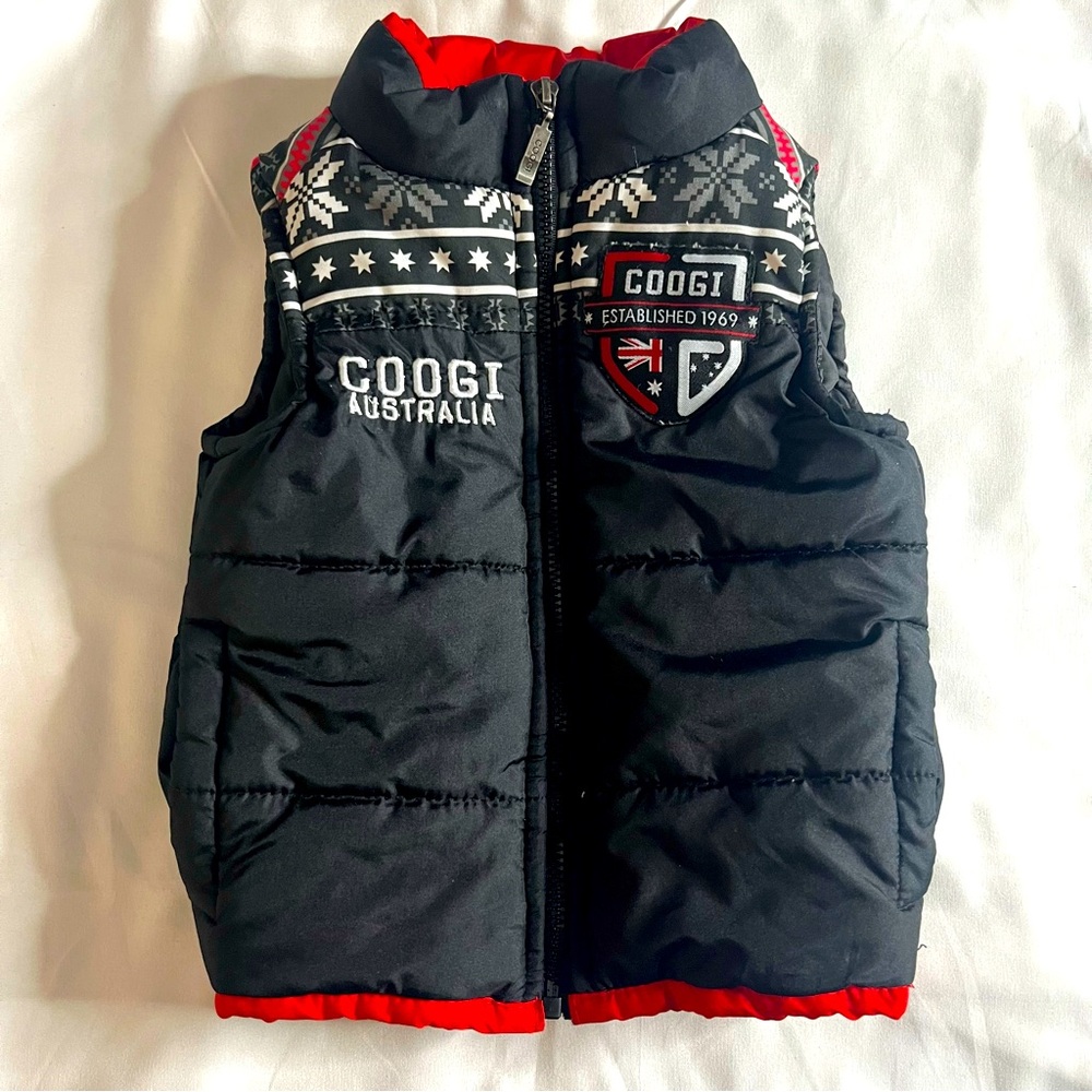 COOGI Infant Sz 6~9 Months Black/Red Puffer Vest‎